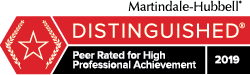 Martindale-Hubbell Distinguished | Peer Rated for High Professional Achievement | 2019